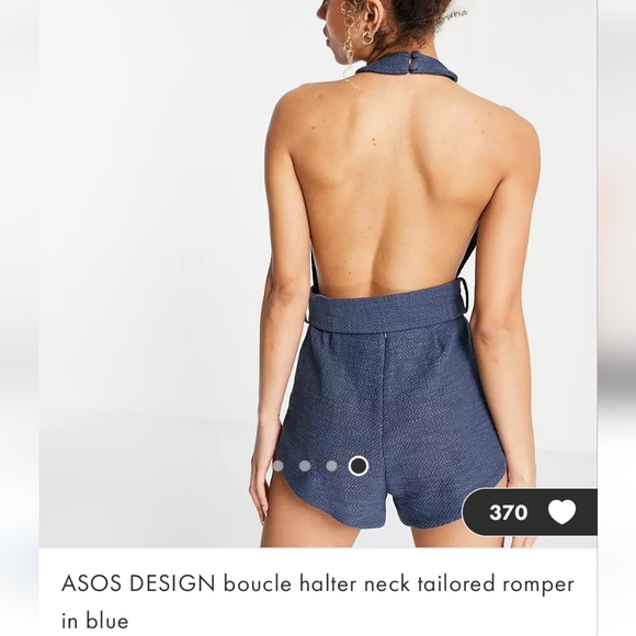 Blue Asos Boucle Halter Neck Tailored romper - Picture 2 of 5